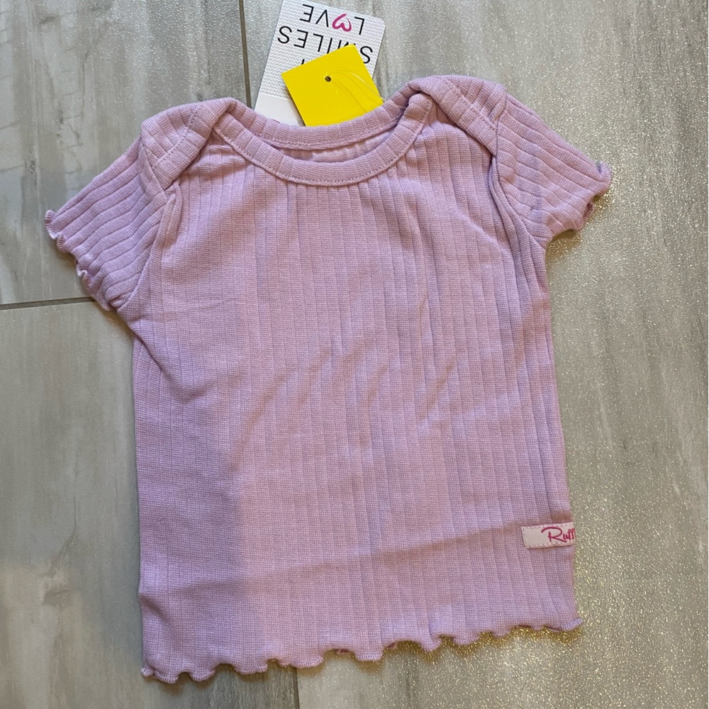 NWT RuffleButts Textured Soft Lilac Snuggly Pajamas Matching Set, infant 0-3M - Picture 3 of 14